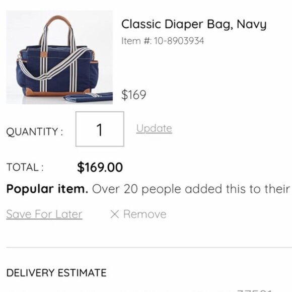 Pottery Barn Kids Classic Diaper Bag Navy Blue with Leather Trim Monogram C - Picture 14 of 15